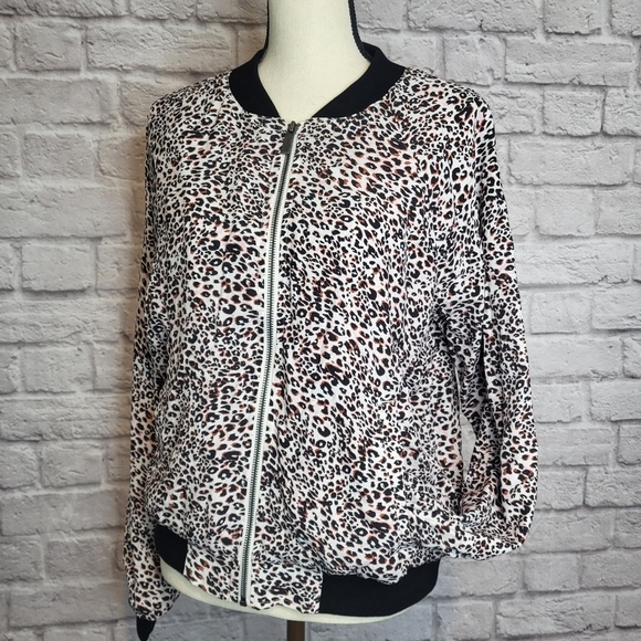 Sanctuary Jacket Havana Bomber Animal Print Zipper Front Side Pockets Size M NWT - Picture 5 of 11